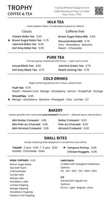 Menu photo 2 Trophy Coffee & Tea Katy, TX Menu photo 2 Trophy Coffee & Tea Katy, TX