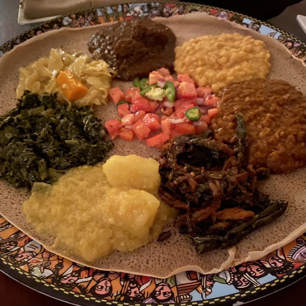 Ethiopic - Assortment of 7 vegetarian dishes - great sampler - Ethiopian Near Me - Washington, DC, District of Columbia