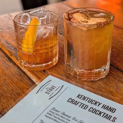 The Stave - Burnt Orange Old Fashioned (left)  Cider & Oak (right)