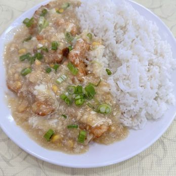 New Ming's - Corn and fish fillets over rice. - Chinese Near Me - San Bruno, California New Ming's - Corn and fish fillets over rice. - Chinese Near Me - San Bruno, California
