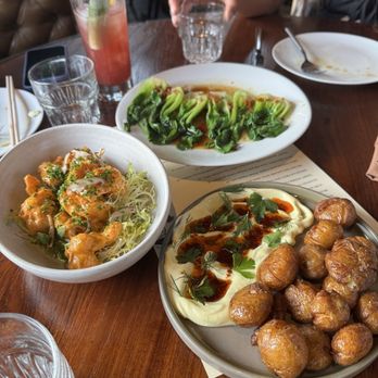 Kettner Exchange - Spicy Shrimp, Crispy weiser farms potatoes, roasted Shanghai bokchoy - Cocktail Bars Near Me - San Diego, California Kettner Exchange - Spicy Shrimp, Crispy weiser farms potatoes, roasted Shanghai bokchoy - Cocktail Bars Near Me - San Diego, California
