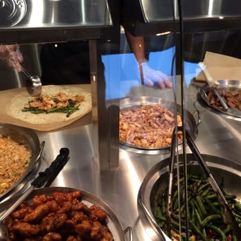 Panda Express Innovation Kitchen - My $7 wrap with chow mein, green beans and chicken.  I asked for more noodles and she literally two strands of noodles..awesome! - Chinese Near Me - Pasadena, California