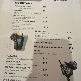 Casa Tulum - Drink menu - New Mexican Cuisine Near Me - Chicago, Illinois Casa Tulum - Drink menu - New Mexican Cuisine Near Me - Chicago, Illinois