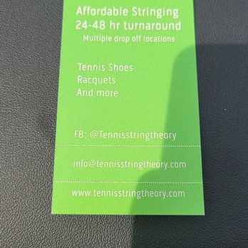 Tennis String Theory - Business card info - Sporting Goods Near Me - Woodbridge, Virginia Tennis String Theory - Business card info - Sporting Goods Near Me - Woodbridge, Virginia