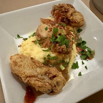 Skratch Kitchen - Fried Oysters over mascarpone grits, topped with bourbon butter and crispy prosciutto crumbles - Italian Near Me - Bradley Beach, New Jersey