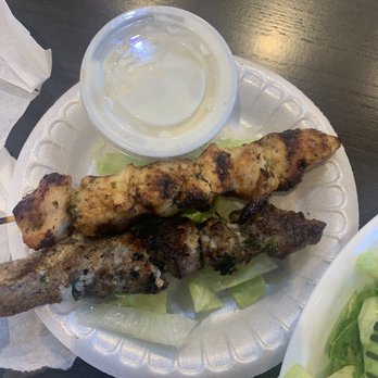 Little Greek Fresh Grill - Chicken and lamb skewer...very dry. - Mediterranean Near Me - Little Elm, Texas