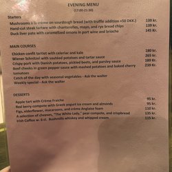 Restaurant Skindbuksen - Updated menu since there hasn't been a pic in a while!