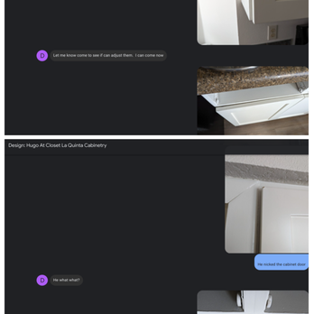 Closet La Quinta Cabinetry - Photo of damaged door and photo of alignment issues - Cabinetry Near Me - Palm Desert, California Closet La Quinta Cabinetry - Photo of damaged door and photo of alignment issues - Cabinetry Near Me - Palm Desert, California