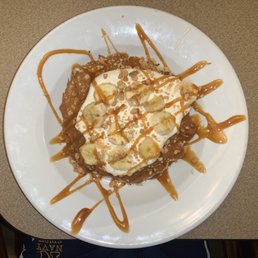 Salted Caramel & Banana Cream Pancake Breakfast