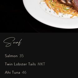 Gatsby's Prime Steakhouse - Surf Menu