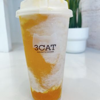 3CAT Handcrafted Beverage - Mango sweet dew - asked for NO AGAR! - Bubble Tea Near Me - Arcadia, California