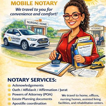 Sunshine Signature Mobile Notary - Notaries Near Me Sunshine Signature Mobile Notary - Notaries Near Me