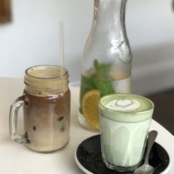 Vanilla Black Coffee and Books - Nice iced latte and matcha latte