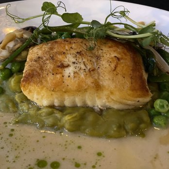 Wood - Pan-Roasted Halibut - Bars Near Me - Chicago, Illinois