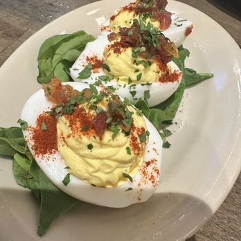 Southerleigh - Stuffed eggs with bacon jam - Breweries Near Me - San Antonio, Texas Southerleigh - Stuffed eggs with bacon jam - Breweries Near Me - San Antonio, Texas
