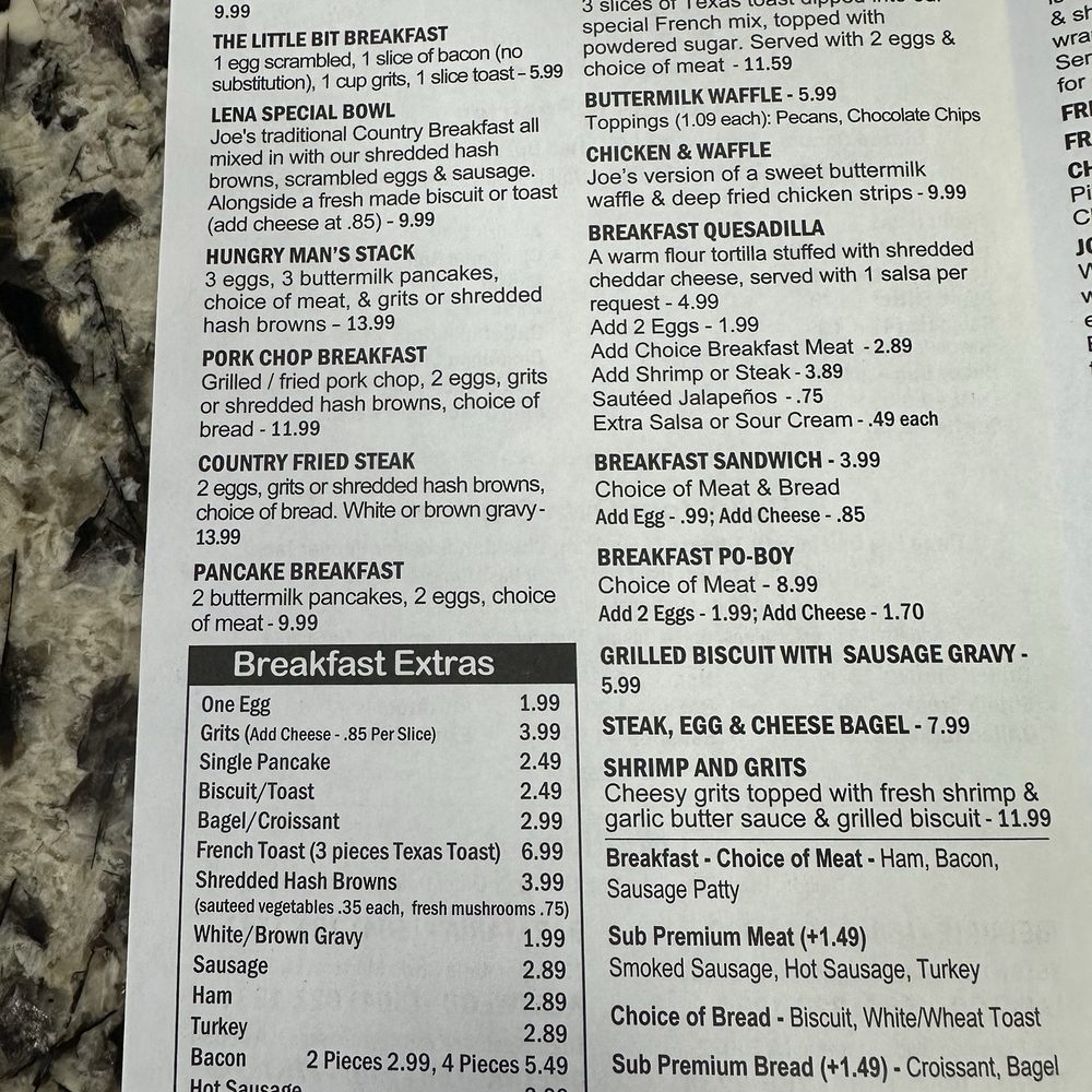 Joe's Cafe - Menu 11/2025 - Cafes Near Me - Metairie, Louisiana