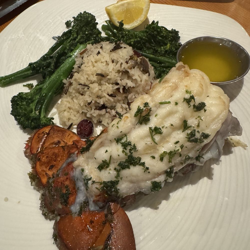 lobster tail and broccolini lobster tail and broccolini