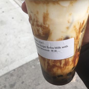 Tiger Sugar - #1. Brown Sugar Milk w. BobaPearl & Cream Mousse - Bubble Tea Near Me - New York, New York Tiger Sugar - #1. Brown Sugar Milk w. BobaPearl & Cream Mousse - Bubble Tea Near Me - New York, New York