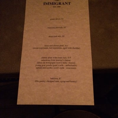 Menu photo 6 The Immigrant New York, NY Menu photo 6 The Immigrant New York, NY
