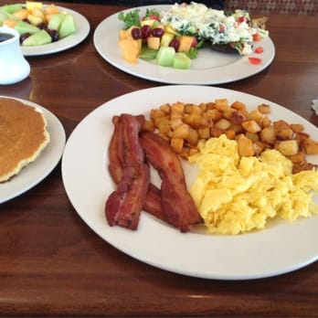 Brunch Cafe-Roselle - Bacon + scramble eggs + pancakes - Breakfast & Brunch Near Me - Roselle, Illinois