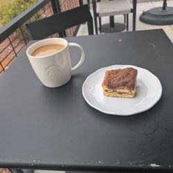 Starbucks - Absolutely scrumptious coffee cake. They'll even warm it up for you and the coffee. The coffee is amazing!
