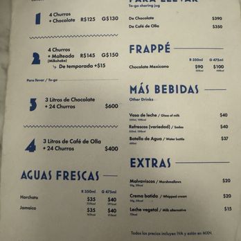 Churrería El Moro - Menu 12/24/25 - Churros Near Me - Ciudad de México, DIF