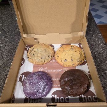 Choc Cookies - Four cookies in the four pack box - Desserts Near Me - Fremont, California Choc Cookies - Four cookies in the four pack box - Desserts Near Me - Fremont, California