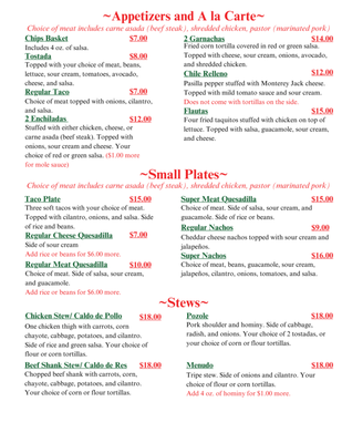 Menu photo 4 El Epazote Restaurant Hollister, CA
