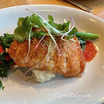 Shells and Sauce - MINI GRILLED HAND CUT SALMON Scallion whipped potatoes, sautéed broccoli and roasted red pepper coulis $8.95 - Italian Near Me - Denver, Colorado
