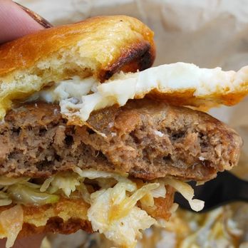 Ojai Burger - Side view of the "wagyu patty." - Burgers Near Me - Orange, California