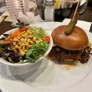 Busboys and Poets - BBQ Chopped Brisket Sandwich New Summer Item! Very good and the Side House Salad is Great - Breakfast & Brunch Near Me - Washington, DC, District of Columbia Busboys and Poets - BBQ Chopped Brisket Sandwich New Summer Item! Very good and the Side House Salad is Great - Breakfast & Brunch Near Me - Washington, DC, District of Columbia