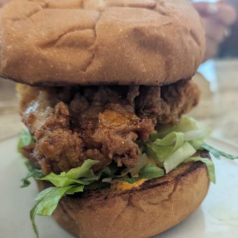 Predalina - Towering spicy chicken sandwich - Mediterranean Near Me - Tampa, Florida Predalina - Towering spicy chicken sandwich - Mediterranean Near Me - Tampa, Florida