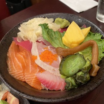 Kimono Sushi - Chirashi Don with complementary pickles - Sushi Bars Near Me - Tracy, California Kimono Sushi - Chirashi Don with complementary pickles - Sushi Bars Near Me - Tracy, California
