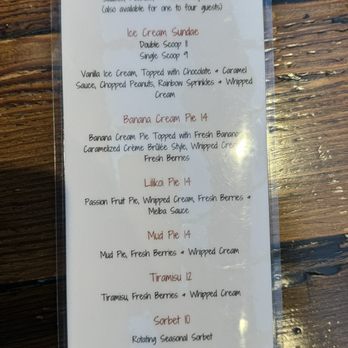 Sur at The Barnyard - Dessert menu - New American Near Me - Carmel, California
