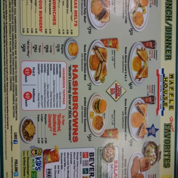 Waffle House - Northgate Dr - Lunch / dinner menu 2 of 2 - Breakfast & Brunch Near Me - Irving, Texas