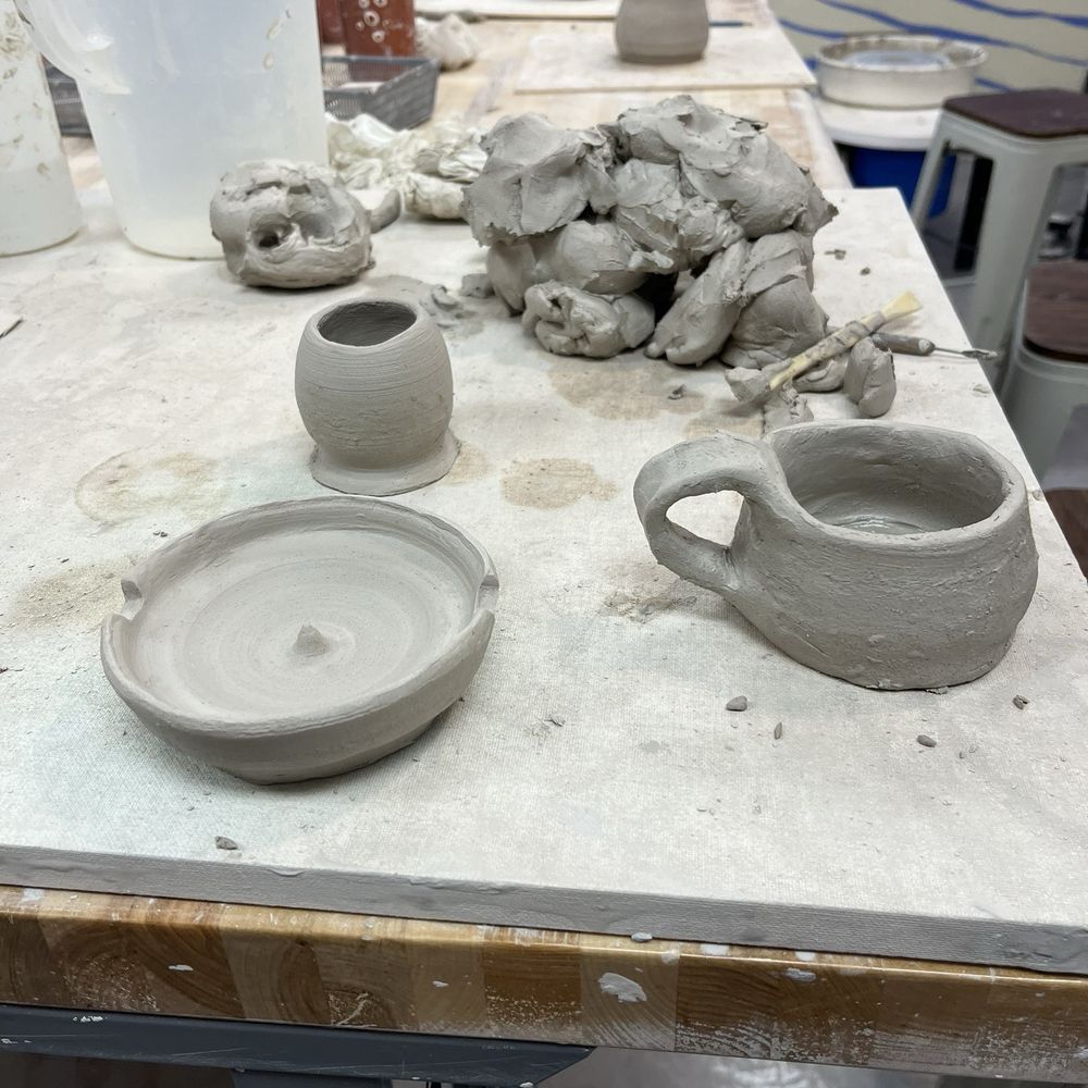 Pottery pieces after spinning! Pottery pieces after spinning!