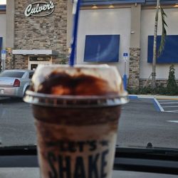 Medium Concrete Mixer: Vanilla custard, Snickers and Hot Fudge