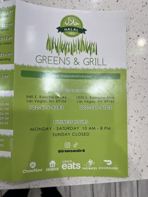 Menu photo 8 Greens And Grill Las Vegas, NV