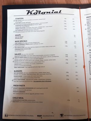 Menu photo 2 Kolonial Prague, PR