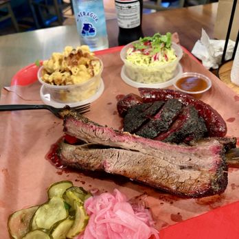 Palmira Barbecue - Beef cheek, ribs, small sides of mac and cheese and mustard slaw. Extra pickled oonions & pickles - Barbeque Near Me - Charleston, South Carolina Palmira Barbecue - Beef cheek, ribs, small sides of mac and cheese and mustard slaw. Extra pickled oonions & pickles - Barbeque Near Me - Charleston, South Carolina