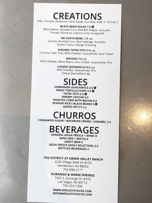 Menu photo 7 Me Gusta Tacos Henderson, NV