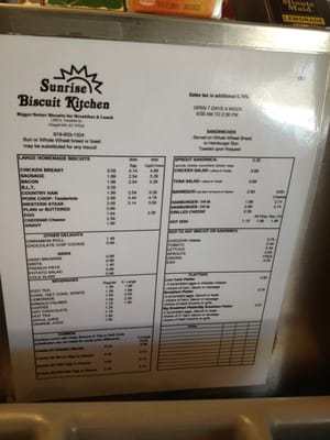 Menu photo 8 Sunrise Biscuit Kitchen Chapel Hill, NC