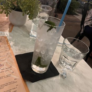 Caracara Asian Tapas + Tacos - Mojito glass very narrow full of ice - Tapas/Small Plates Near Me - Dunedin, Florida