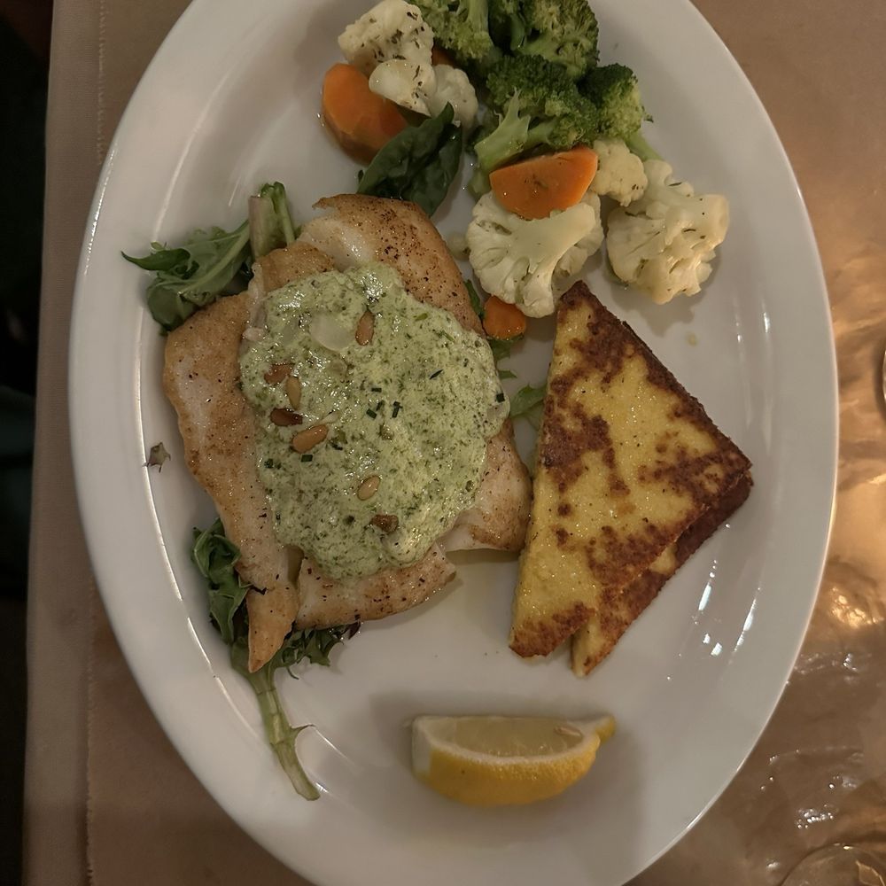 Eureka Sea Grill - Halibut special with polenta cake. - Seafood Near Me - Eureka, California