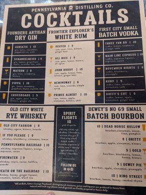 Menu photo 1 Pennsylvania Distilling Company Malvern, PA Menu photo 1 Pennsylvania Distilling Company Malvern, PA