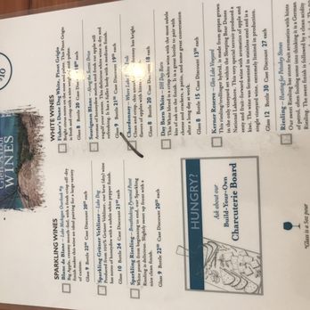 Glen Arbor Wines - the menu for the tasting - Wine Tasting Room Near Me - Glen Arbor, Michigan