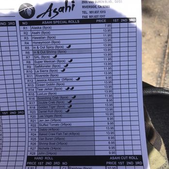 Sushi Asahi - Menu - Sushi Bars Near Me - Riverside, California Sushi Asahi - Menu - Sushi Bars Near Me - Riverside, California