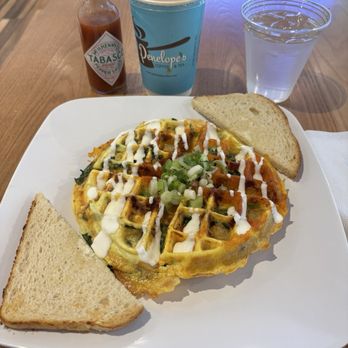 Penelope’s Coffee and Tea - Linguica Womelette with spinach and a Greek iced coffee - Coffee & Tea Near Me - San Francisco, California
