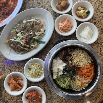 Korean Grill - Spicy rice cakes, vegetable japchae, tofu dolsot bibimbap, and banchan - Korean Near Me - Austin, Texas Korean Grill - Spicy rice cakes, vegetable japchae, tofu dolsot bibimbap, and banchan - Korean Near Me - Austin, Texas