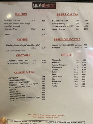 Menu photo 3 Gusto Ferrari Penticton, BC